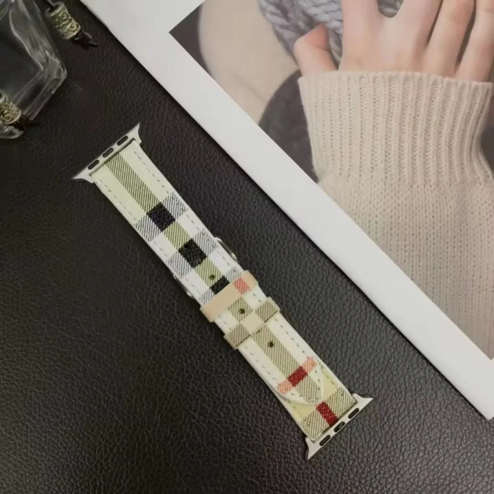 Leather Plaid Apple Watch Band 38/40/41/42/44 - Picture 10 of 16